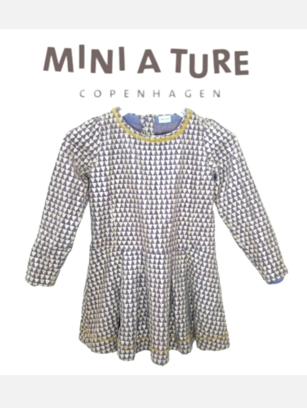 Mini A Ture Copenhagen Purple & Metallic Silver Print Bead Trim Cotton Dress 6